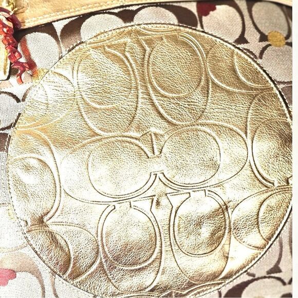 Coach Laura Signature Secret Admirer Tote Gold Red Hearts - Picture 7 of 14